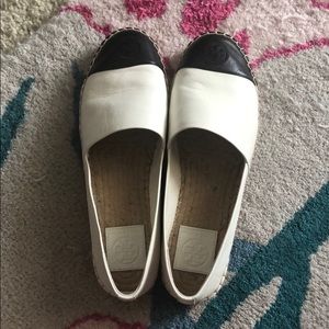 Tory Burch color block leather espadrille flats